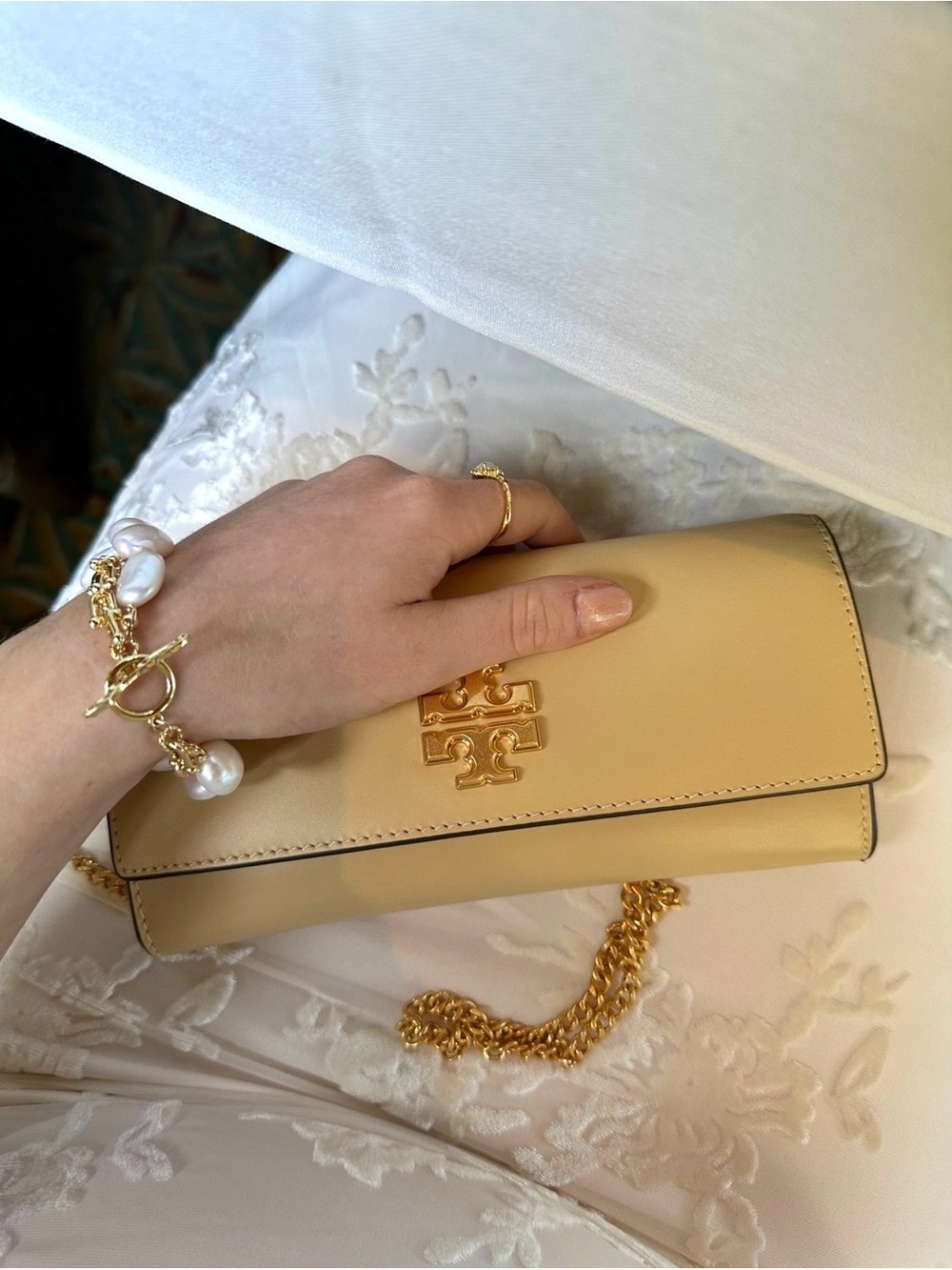 Tory Burch Leather Chain Wallet